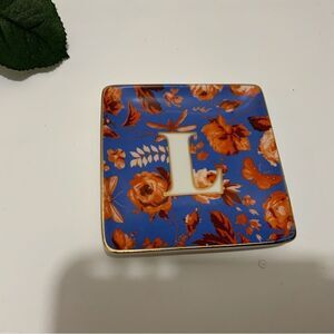 Anthropologie “L” Letter Monogram Floral Square Trinket Dish,
